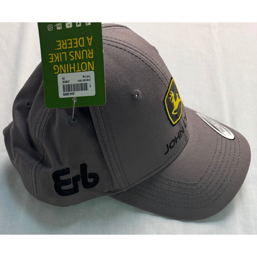 John Deere Charcoal Chino Twill Cap Adjustable Snapback Hat Gray NEW - Picture 4 of 10